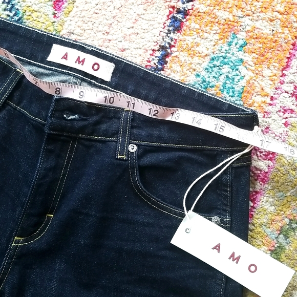 AMO No BOW Denim Crop Ankle Back Zipper SOFT RAW Denim 5 Pocket Zip Jeans 29 NWT - Picture 9 of 16